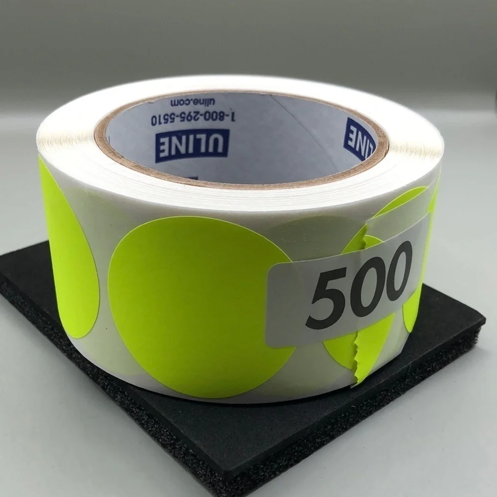 2 Inch Dot Yellow Color Code Labels, Round 500 Stickers Per Roll